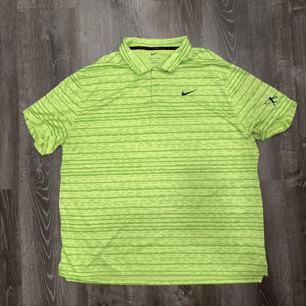 Nike Tiger Woods Polo Shirt Mens XXL Digital Green Golf Dri Fit ADV DH0789